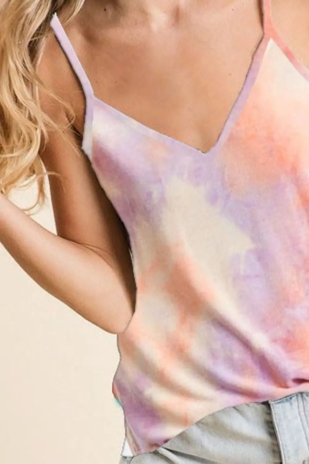 BiBi Tie Dye French Terry Knit Sleeveless Top - Cashmere Daisy
