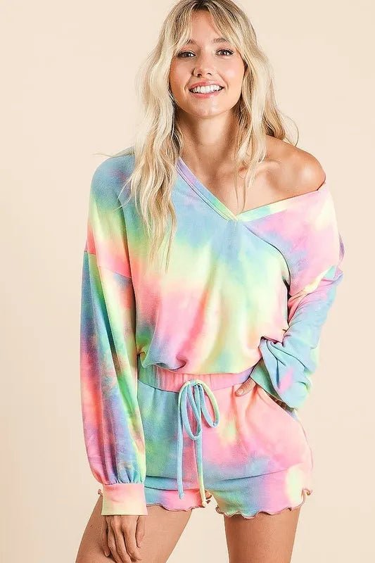 BiBi Tie Dye French Terry Top and Shorts Set - Cashmere Daisy