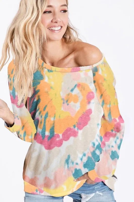 BiBi Tie Dye Print Knit Top - Cashmere Daisy