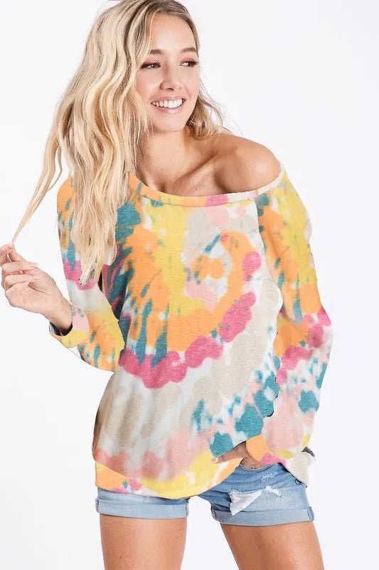 BiBi Tie Dye Print Knit Top - Cashmere Daisy