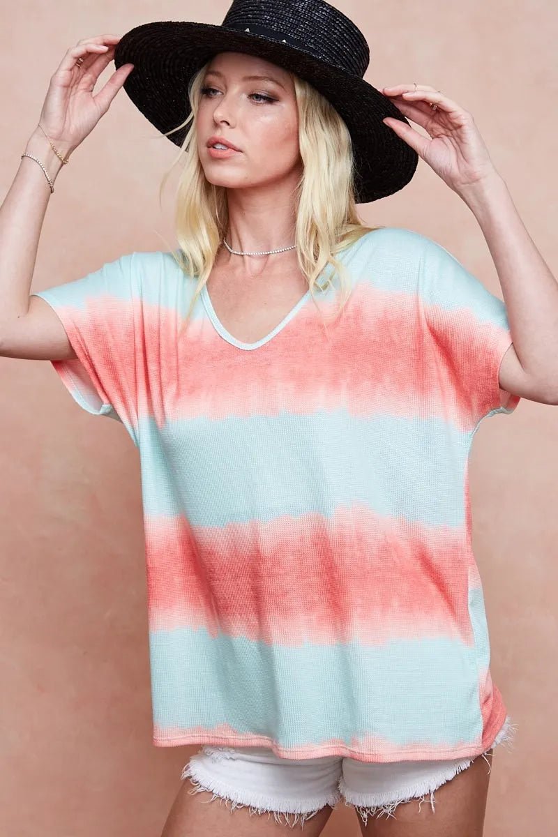 BiBi Tie - Dye Printed Hacci Knit Top - Cashmere Daisy
