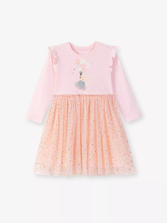 Children's Rabbit Long Sleeve Tulle Dress - Cashmere Daisy