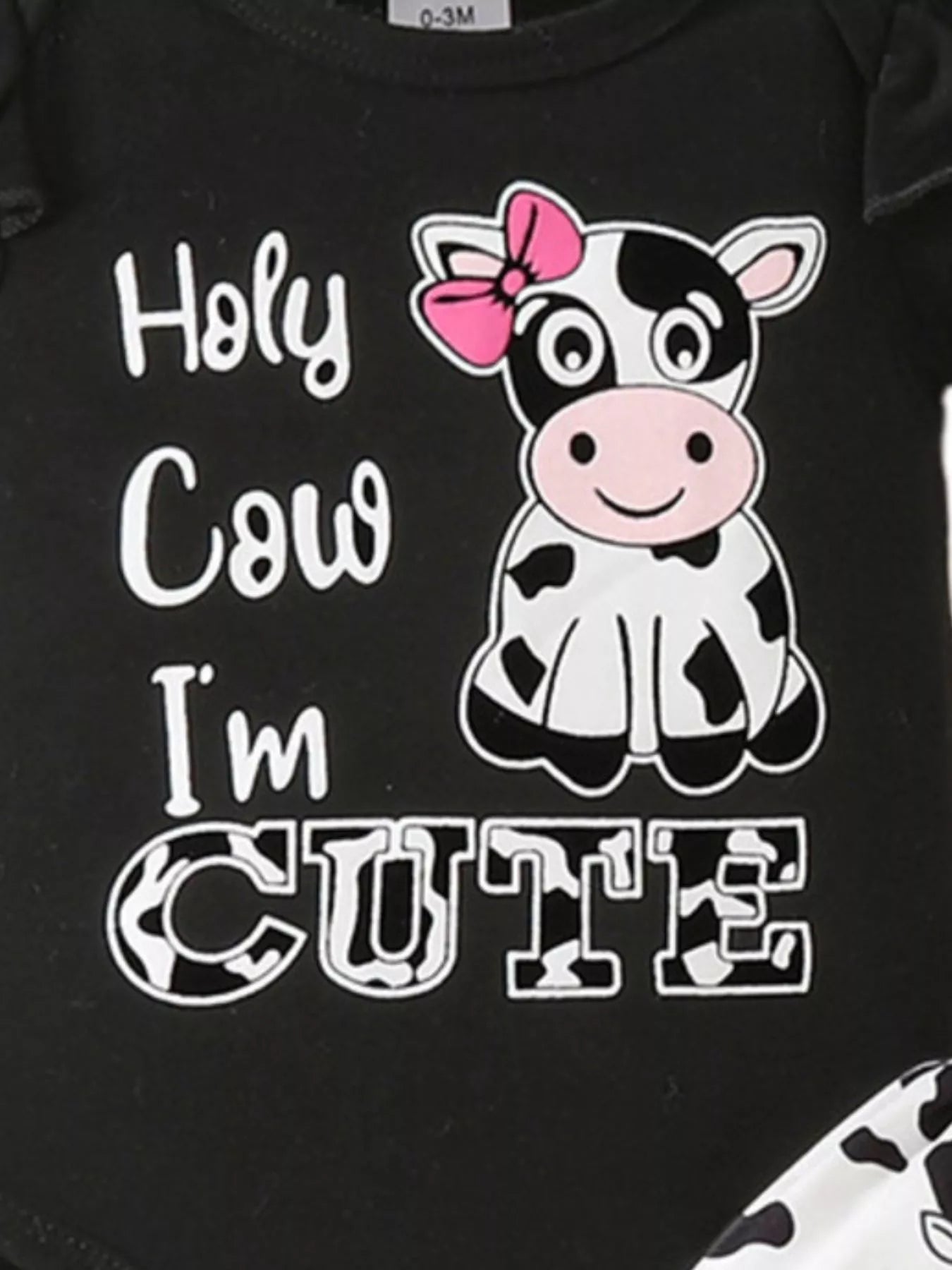 Children's Ruffled Cow Bodysuit and Shorts Set with Headband - Cashmere Daisy