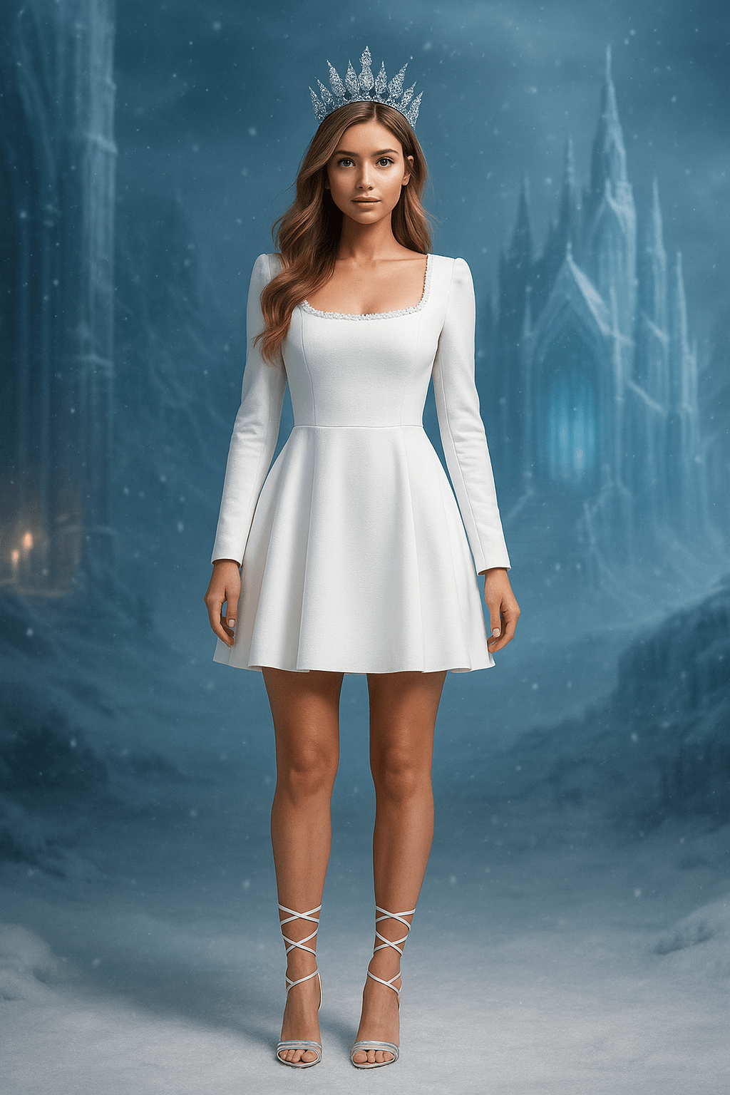 Ice Queen Inspired White Mini Dress - Cashmere Daisy