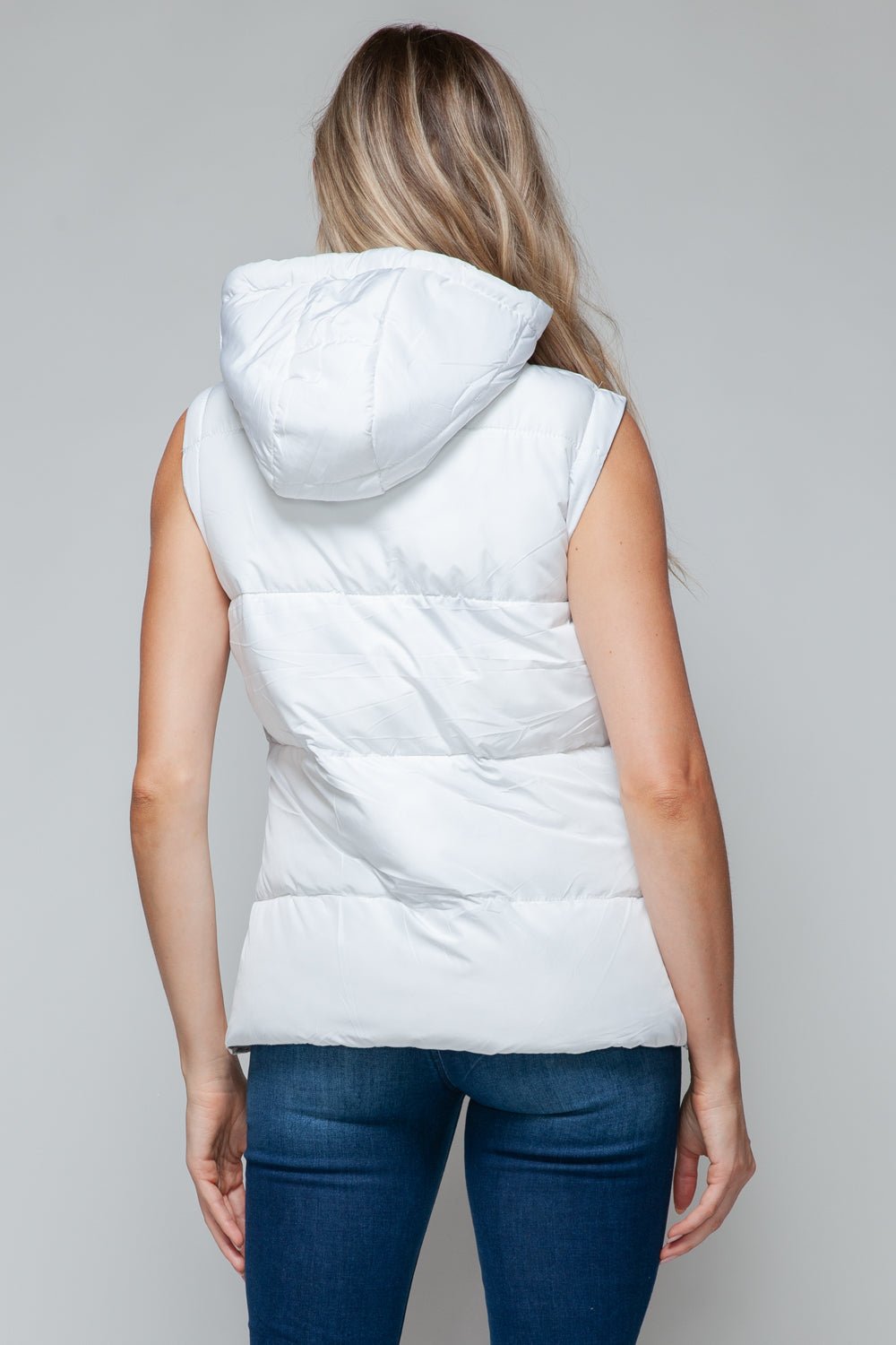 Snobbish Snap and Zip Closure Hooded Vest – White - Cashmere Daisy
