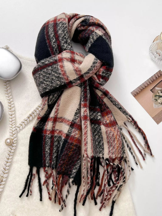 Warm Plaid Winter Scarf - Cashmere Daisy