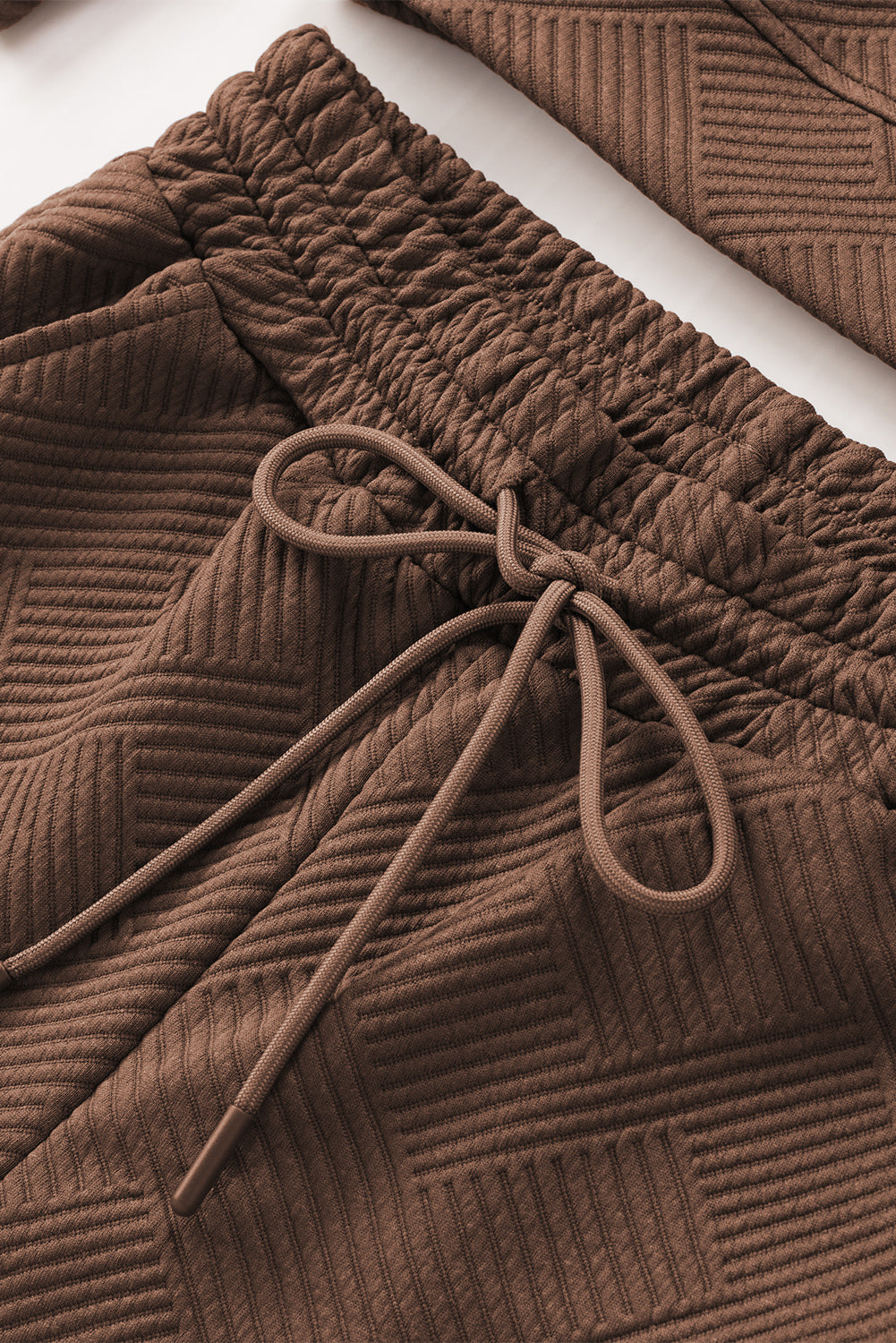 Textured Long Sleeve Top & Drawstring Shorts Set | Sophisticated Loungewear