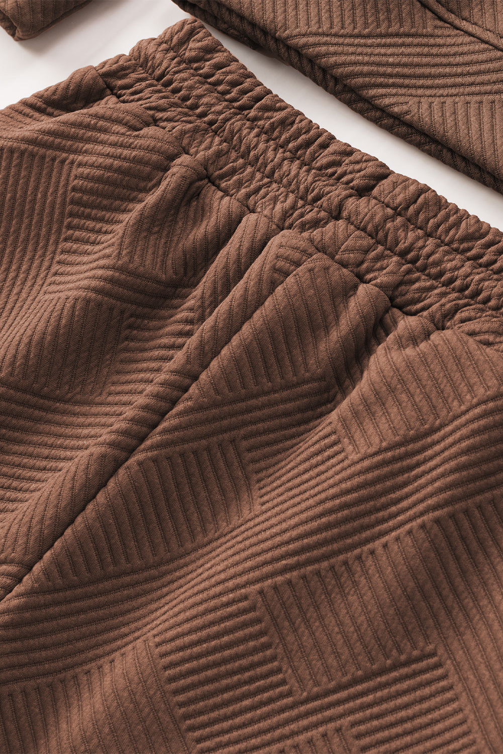 Textured Long Sleeve Top & Drawstring Shorts Set | Sophisticated Loungewear