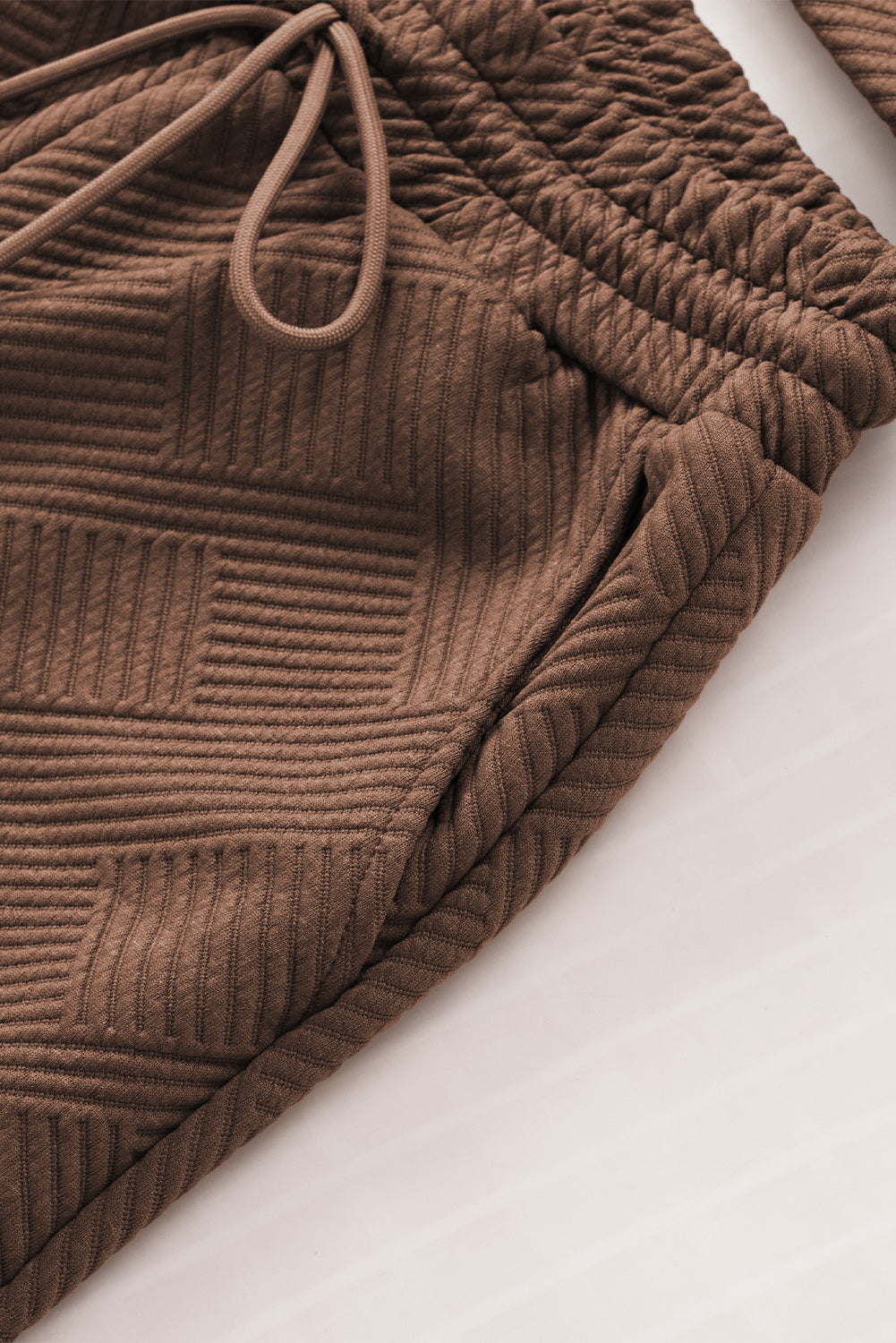 Textured Long Sleeve Top & Drawstring Shorts Set | Sophisticated Loungewear