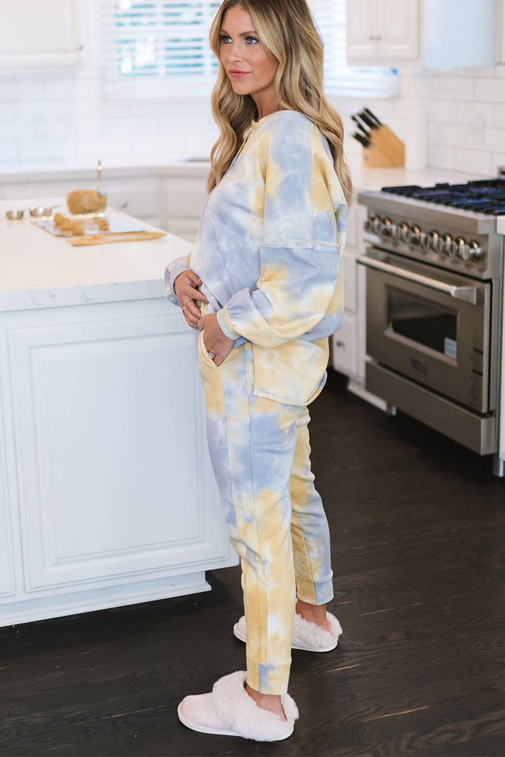 Multicolor Tie Dye Henley Top & Drawstring Pants Set | Fun & Eye-Catching