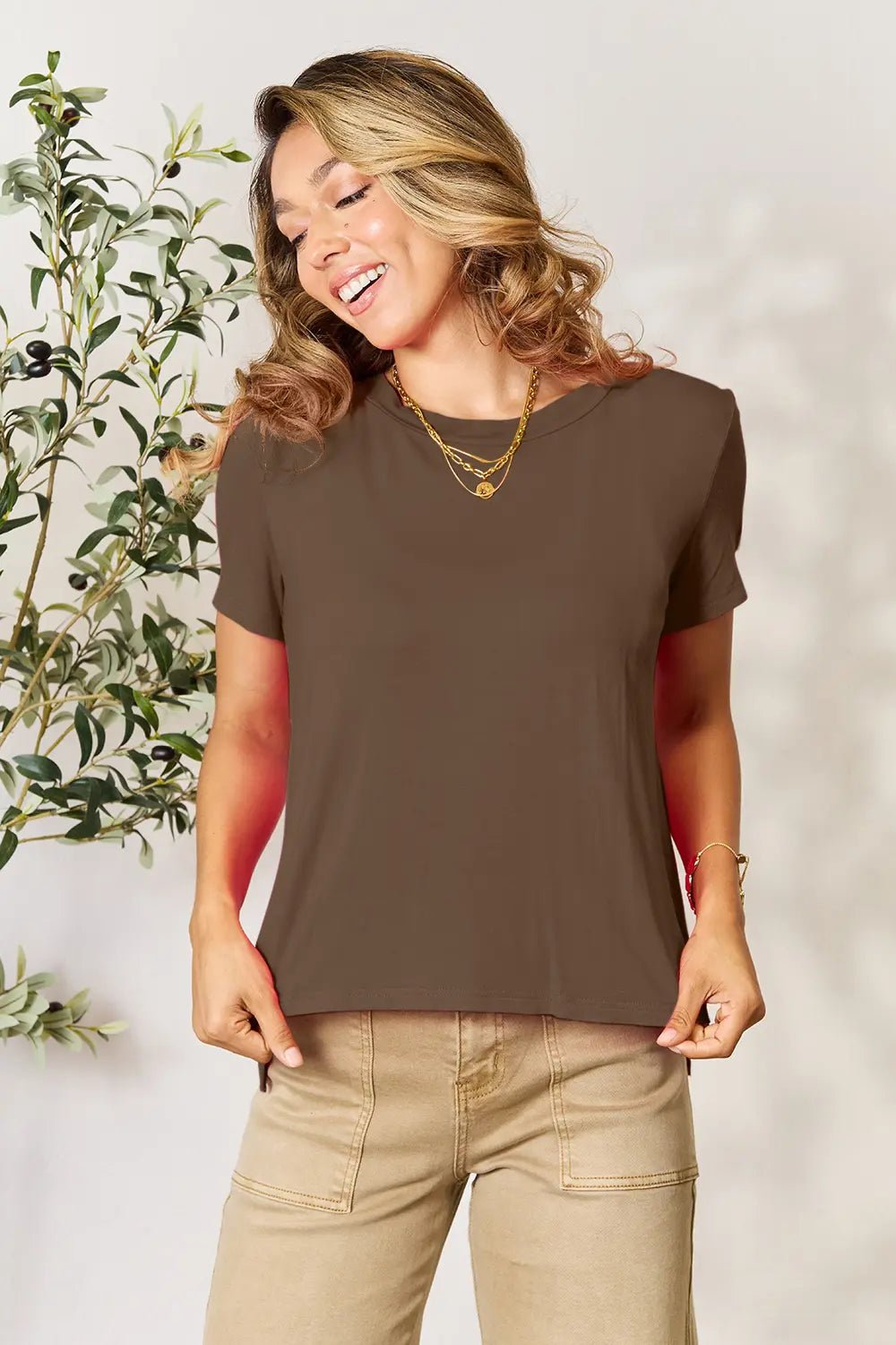 Basic Bae Full Size Round Neck Tee – Everyday Short Sleeve Essential - Cashmere Daisy