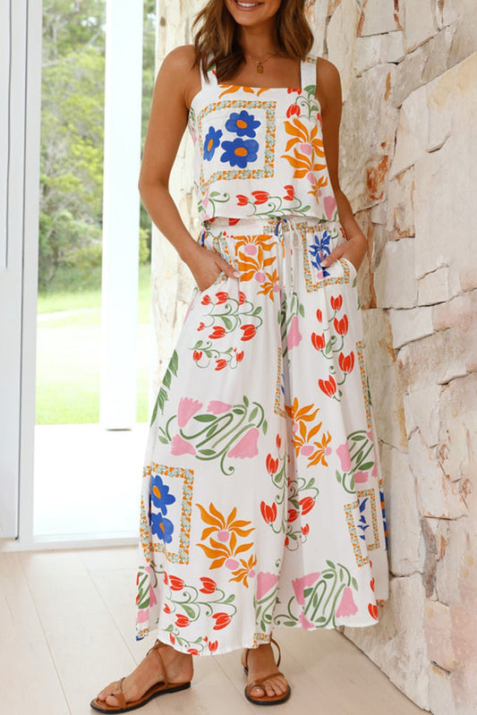 Boho Bloom – Bright Square Neck Top + Breezy Pants - Cashmere Daisy