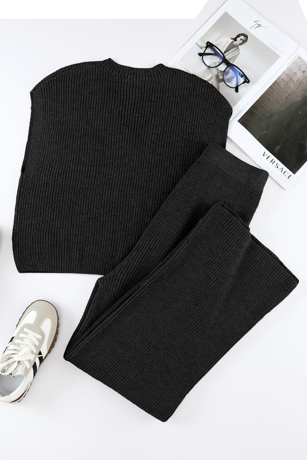 Knitted V Neck Sweater & Casual Pants Set | Cozy Fashion