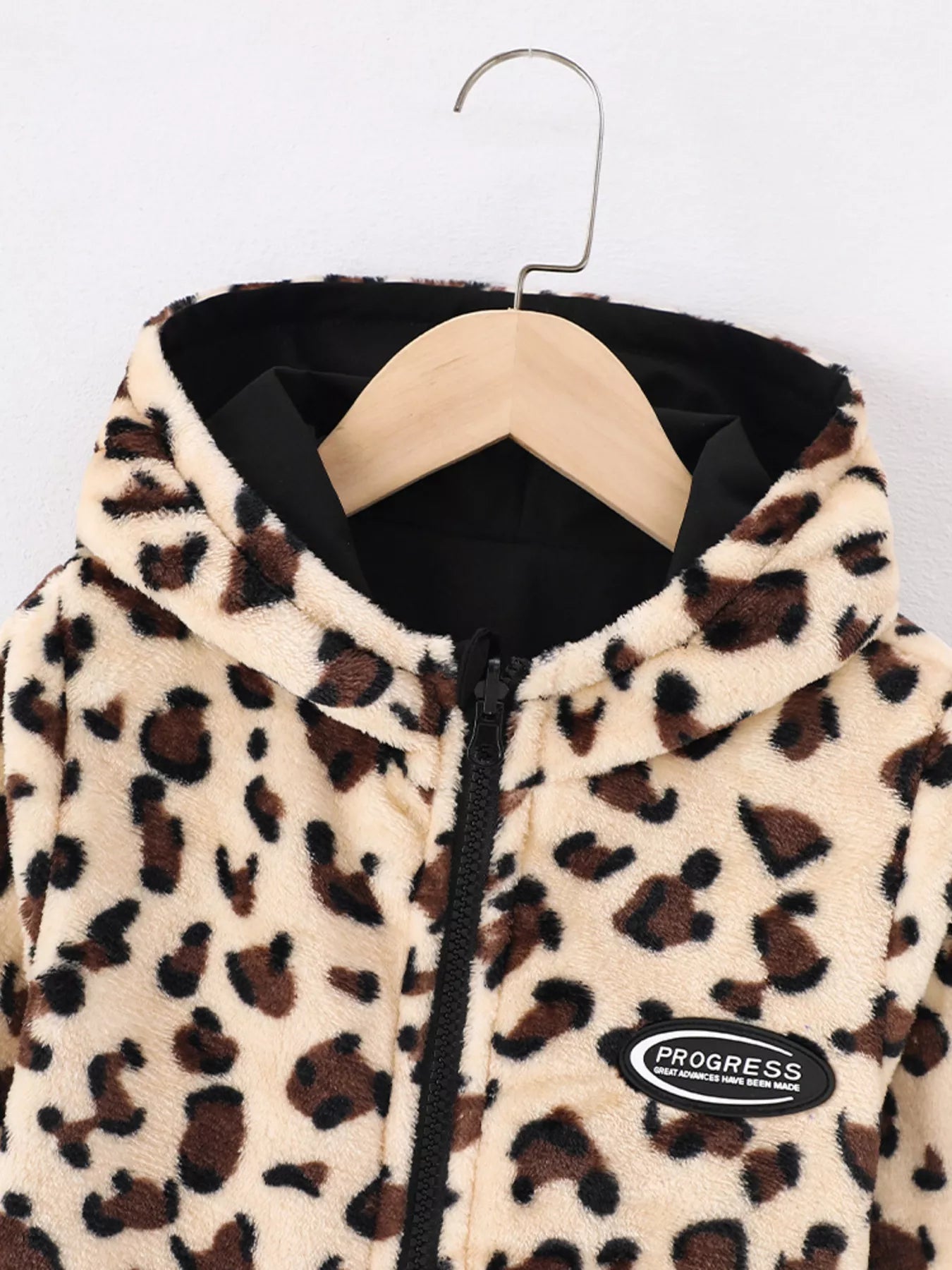 Children’s Hooded Leopard Lined Warm Jacket - Cashmere Daisy