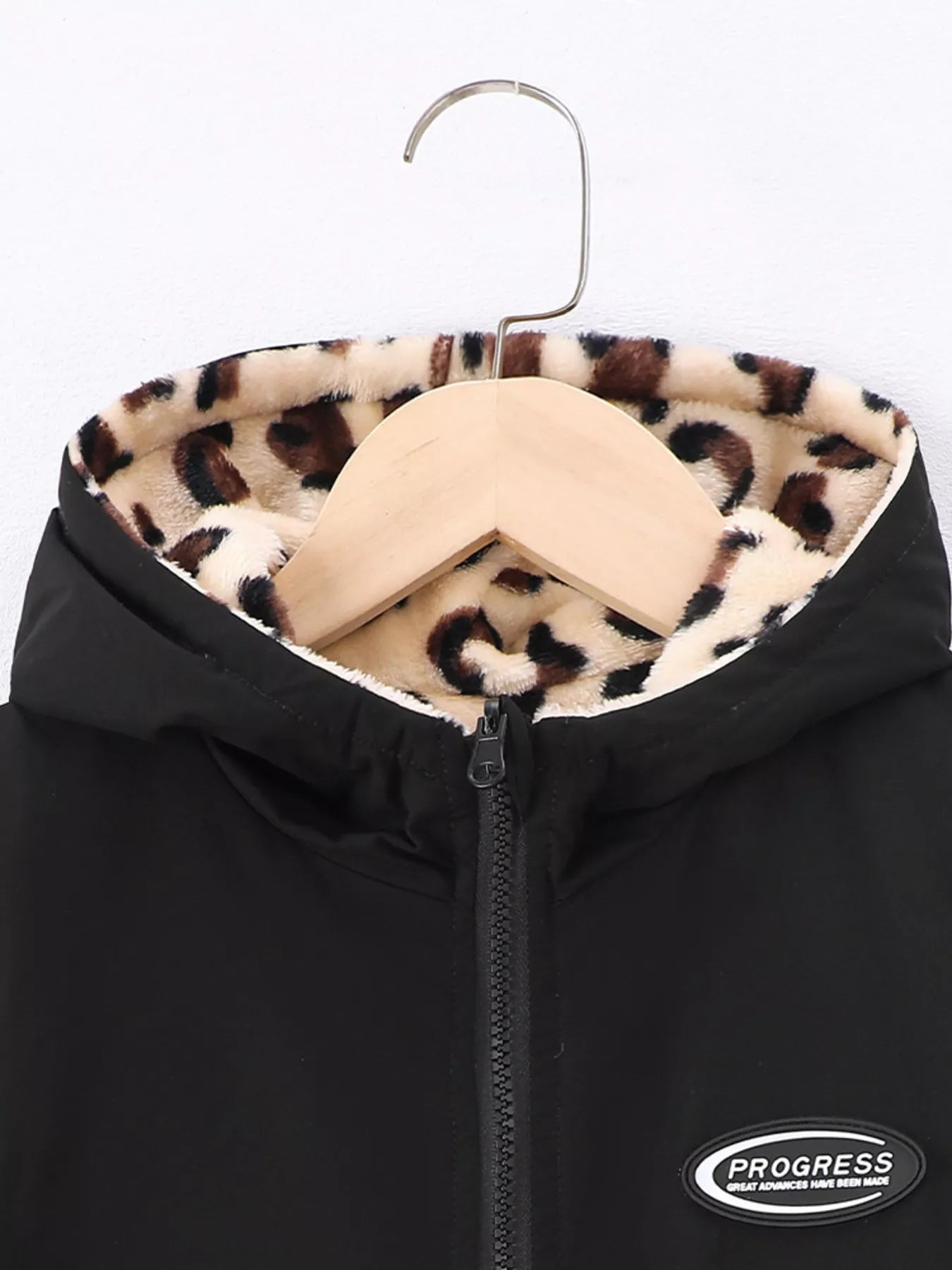 Children’s Hooded Leopard Lined Warm Jacket - Cashmere Daisy