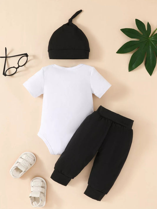 Children's Mommy's New Man Bodysuit and Pants Set with Hat - Cashmere Daisy