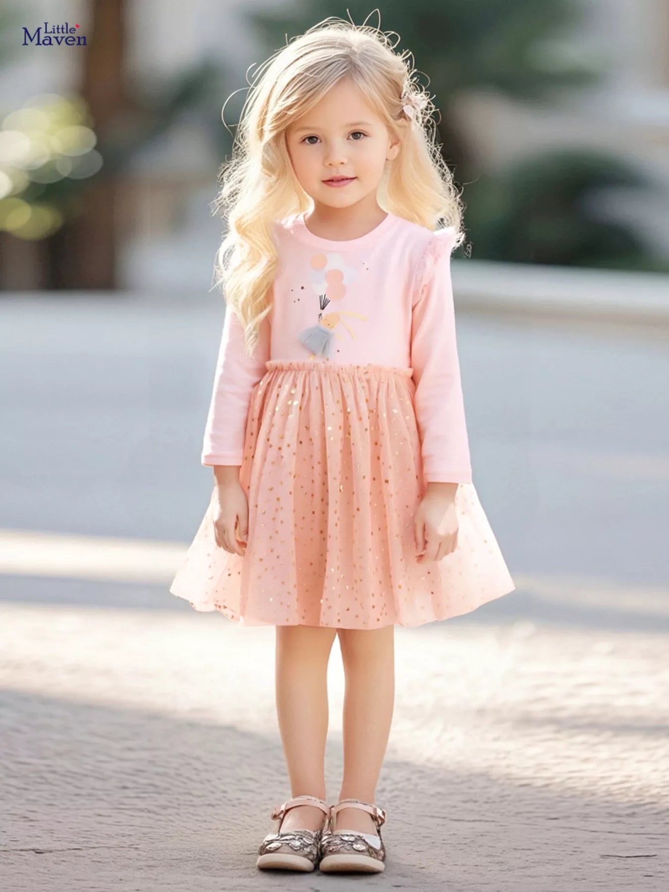Children's Rabbit Long Sleeve Tulle Dress - Cashmere Daisy