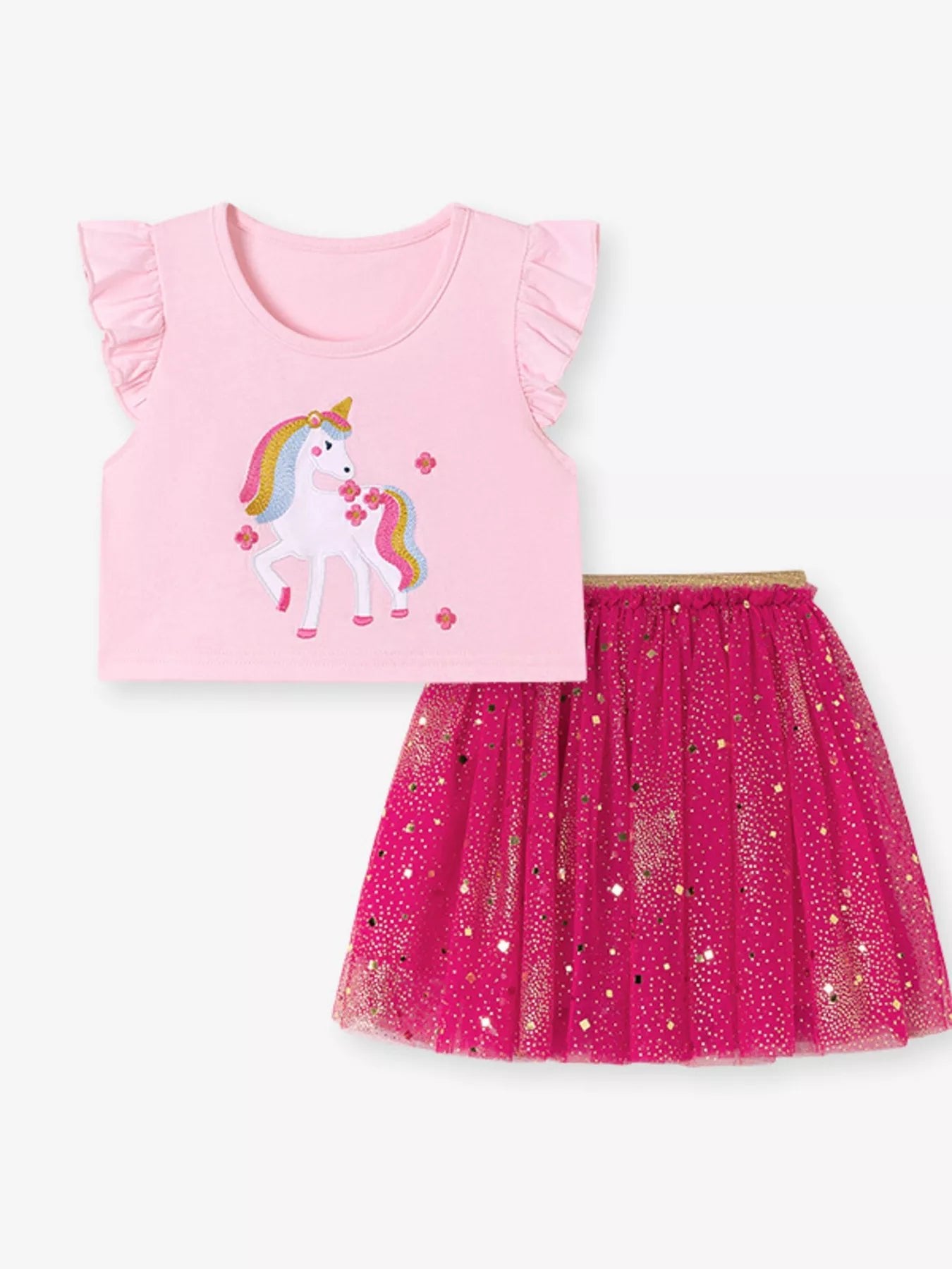 Children's Unicorn Rainbow Tulle Dress Set - Cashmere Daisy