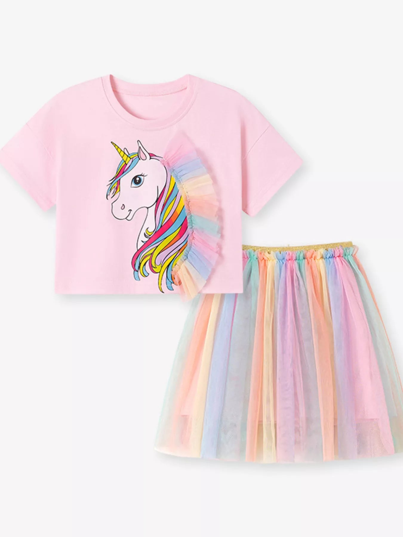 Children's Unicorn Rainbow Tulle Dress Set - Cashmere Daisy