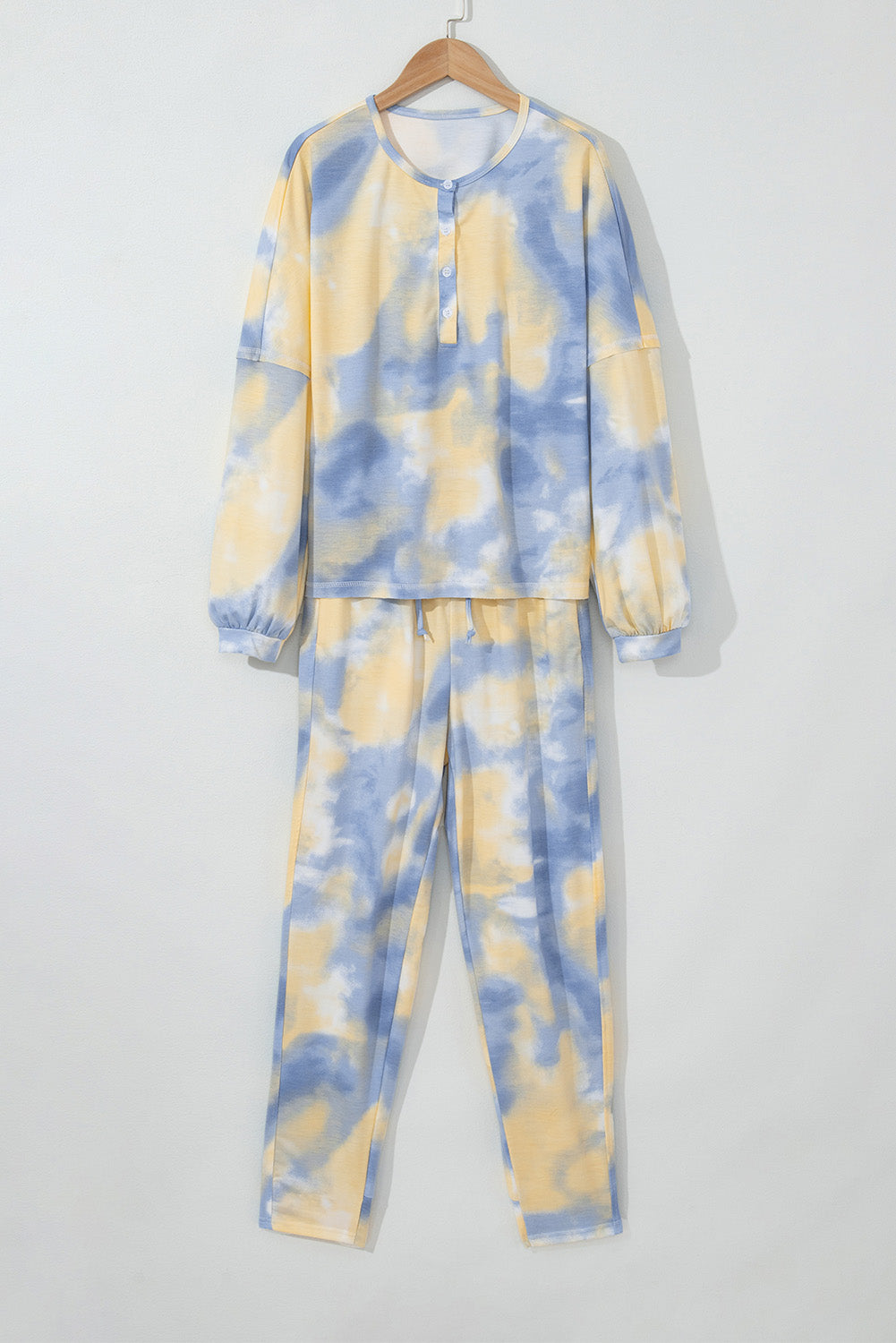 Multicolor Tie Dye Henley Top & Drawstring Pants Set | Fun & Eye-Catching
