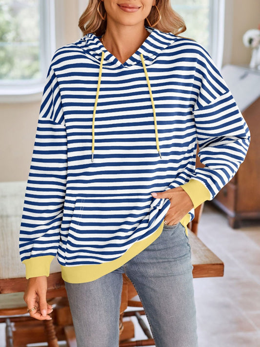 Drawstring Striped Hoodie – Soft Colorblock Pullover - Cashmere Daisy