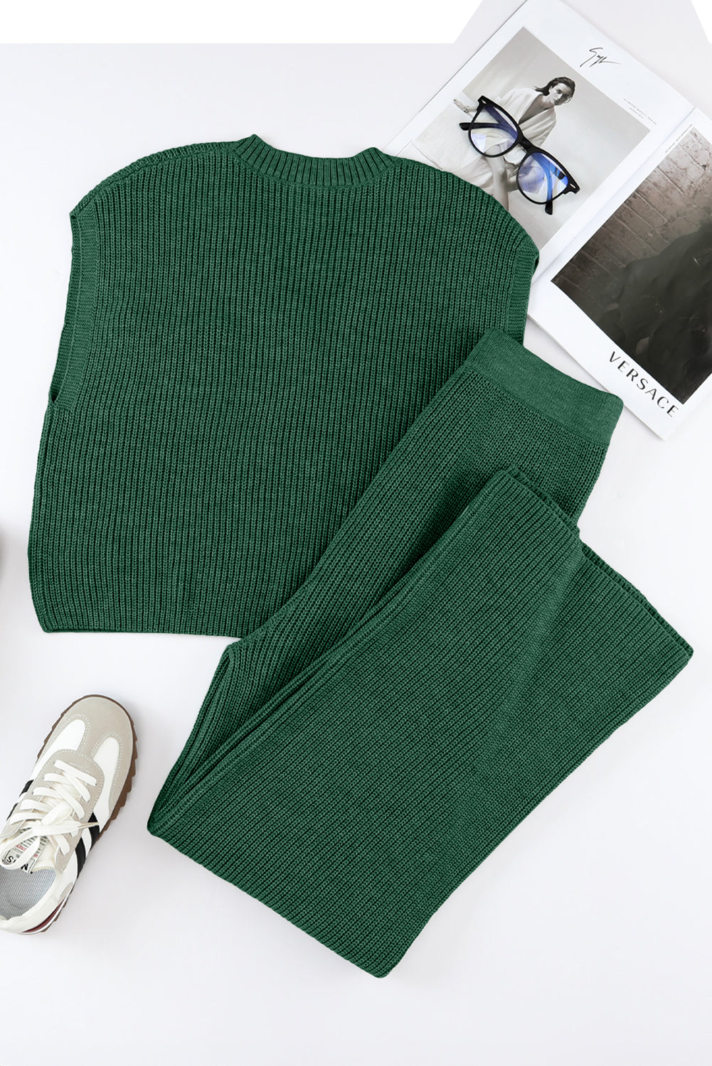 Knitted V Neck Sweater & Casual Pants Set | Cozy Fashion