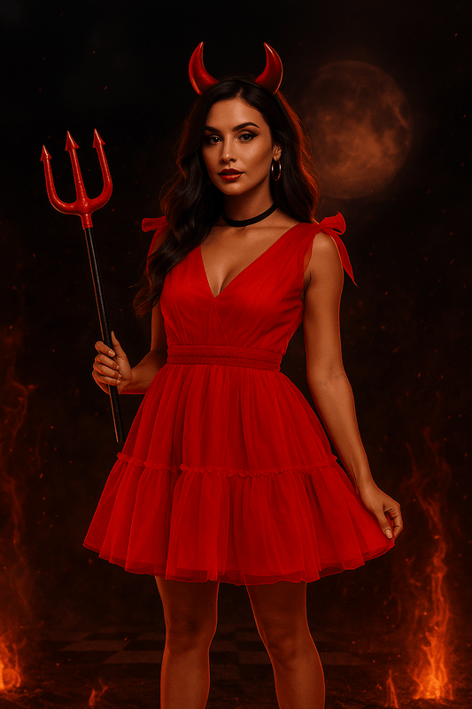 Fiery Red Devil - Inspired Halloween Dress – Limited Edition - Cashmere Daisy