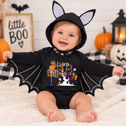 Halloween Little Boo Bat Wing Bodysuit & Hat Costume Set 🦇🎃 - Cashmere Daisy