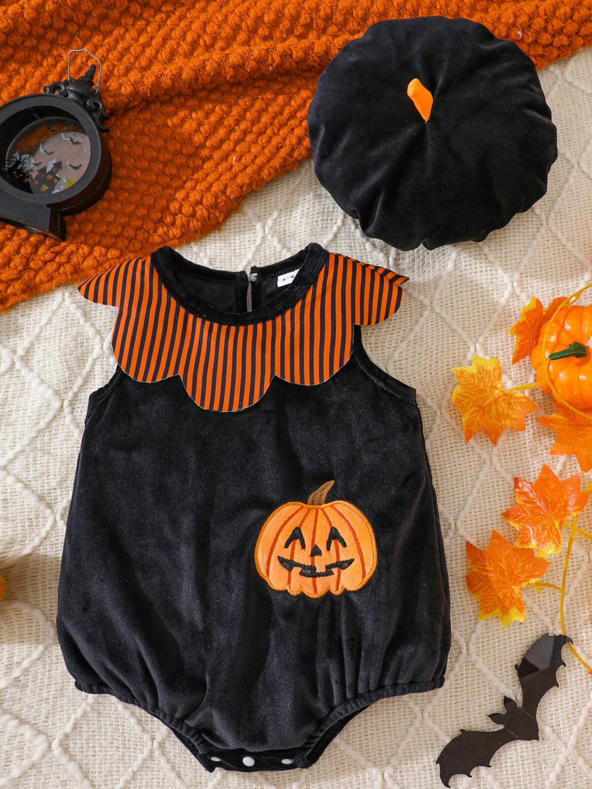 Halloween Little Boo Romper & Beret Set - Cashmere Daisy