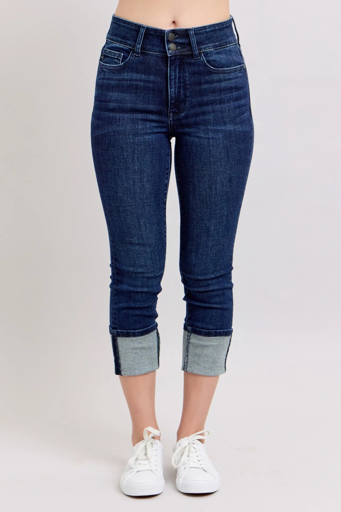 Judy Blue High - Waist Double Waist Band Skinny Jeans – Dark Wash - Cashmere Daisy