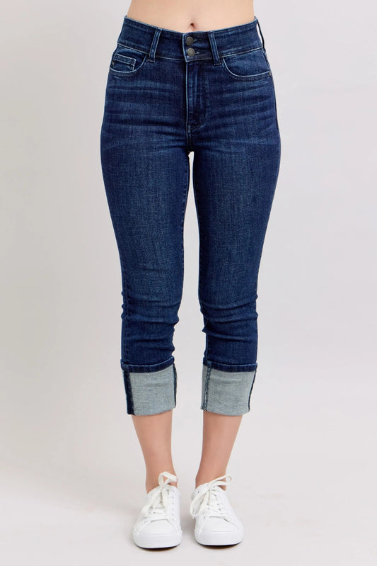 Judy Blue High - Waist Double Waist Band Skinny Jeans – Dark Wash - Cashmere Daisy
