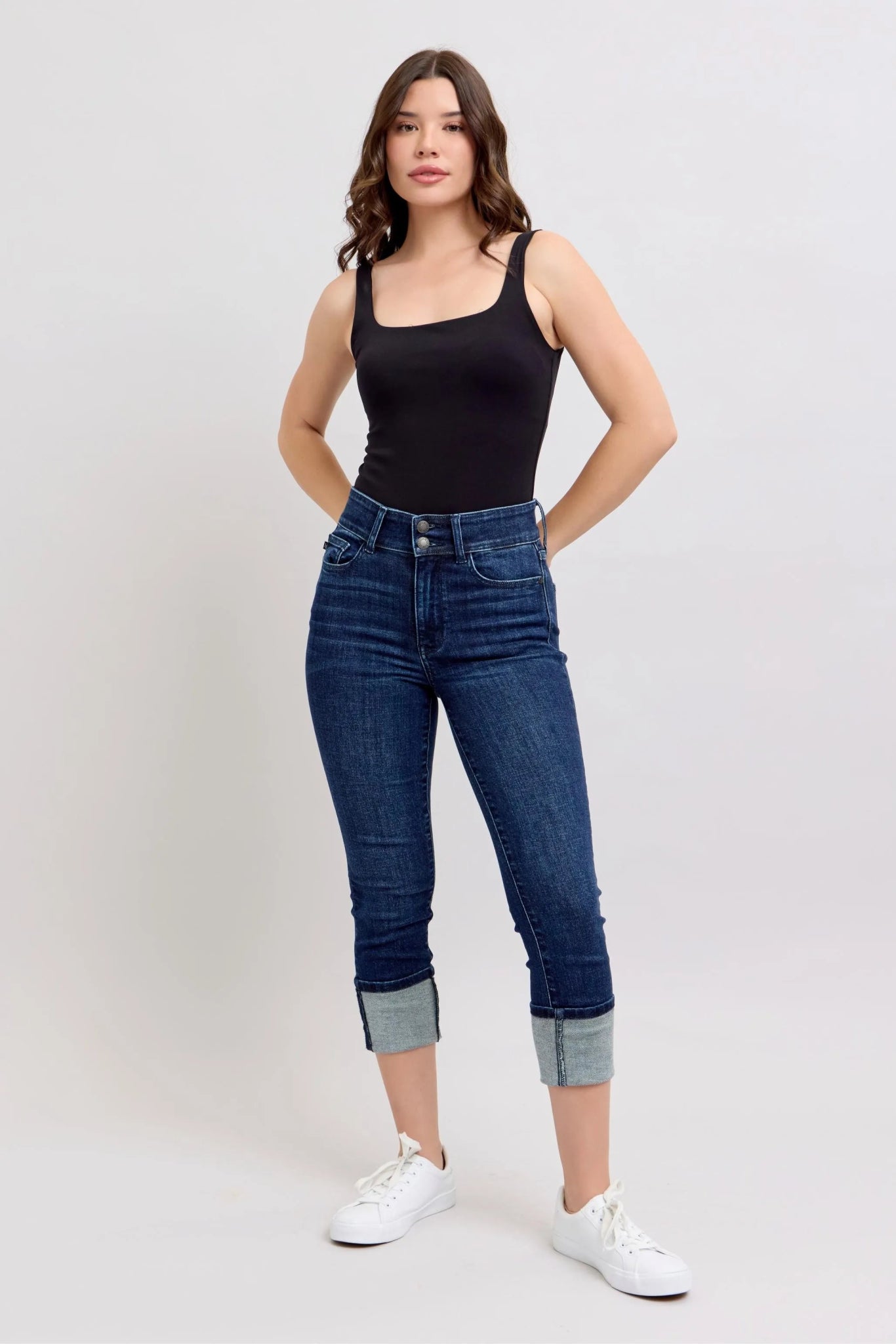 Judy Blue High - Waist Double Waist Band Skinny Jeans – Dark Wash - Cashmere Daisy