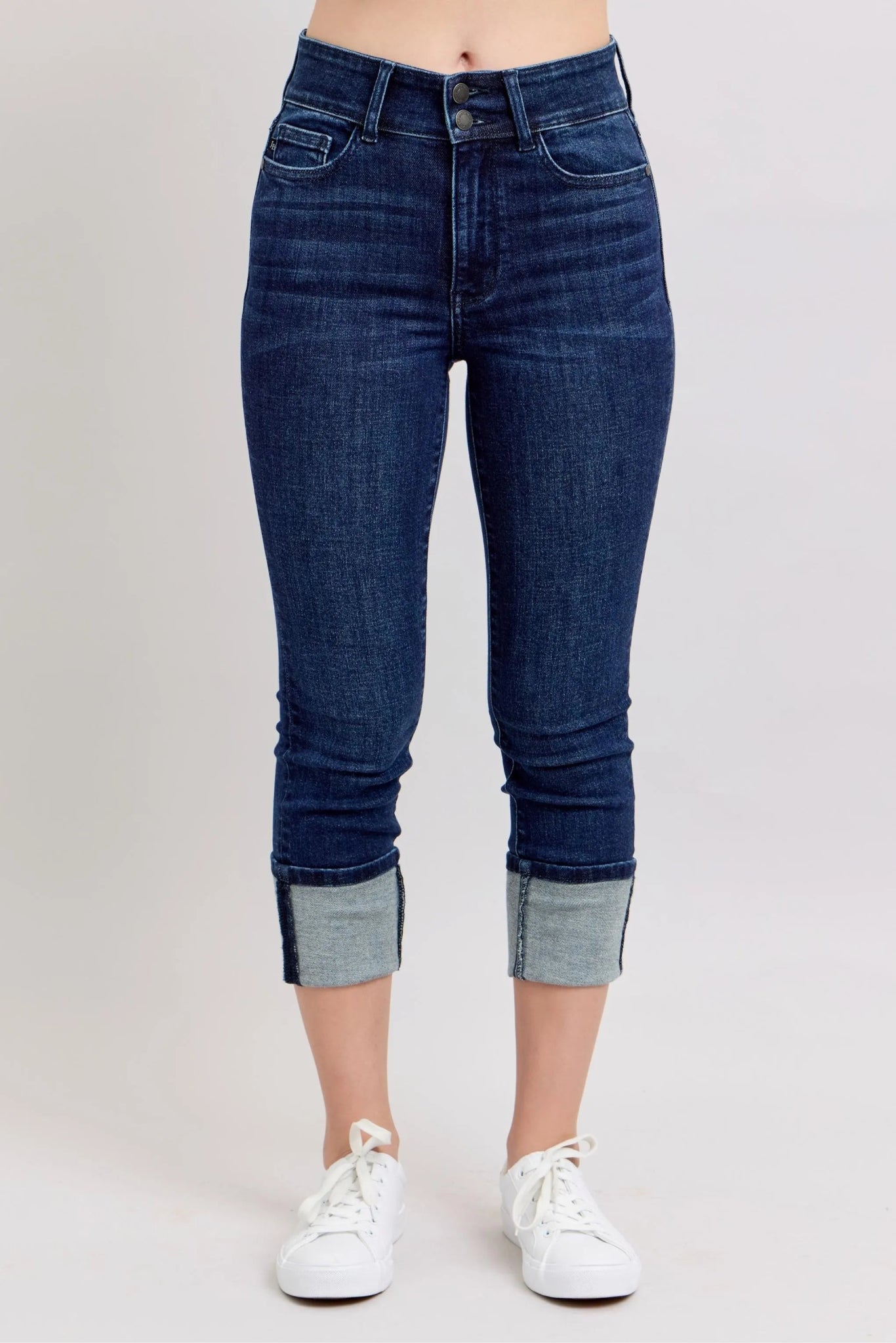 Judy Blue High - Waist Double Waist Band Skinny Jeans – Dark Wash - Cashmere Daisy