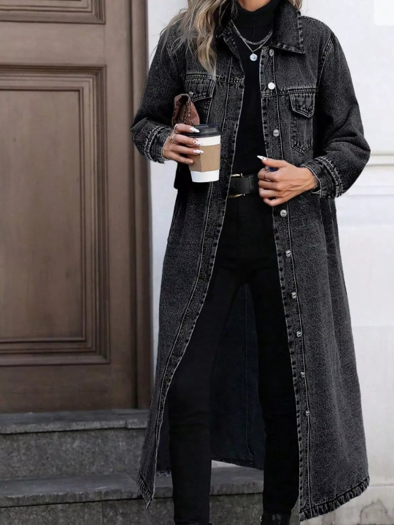 Longline Button - Front Denim Jacket - Cashmere Daisy