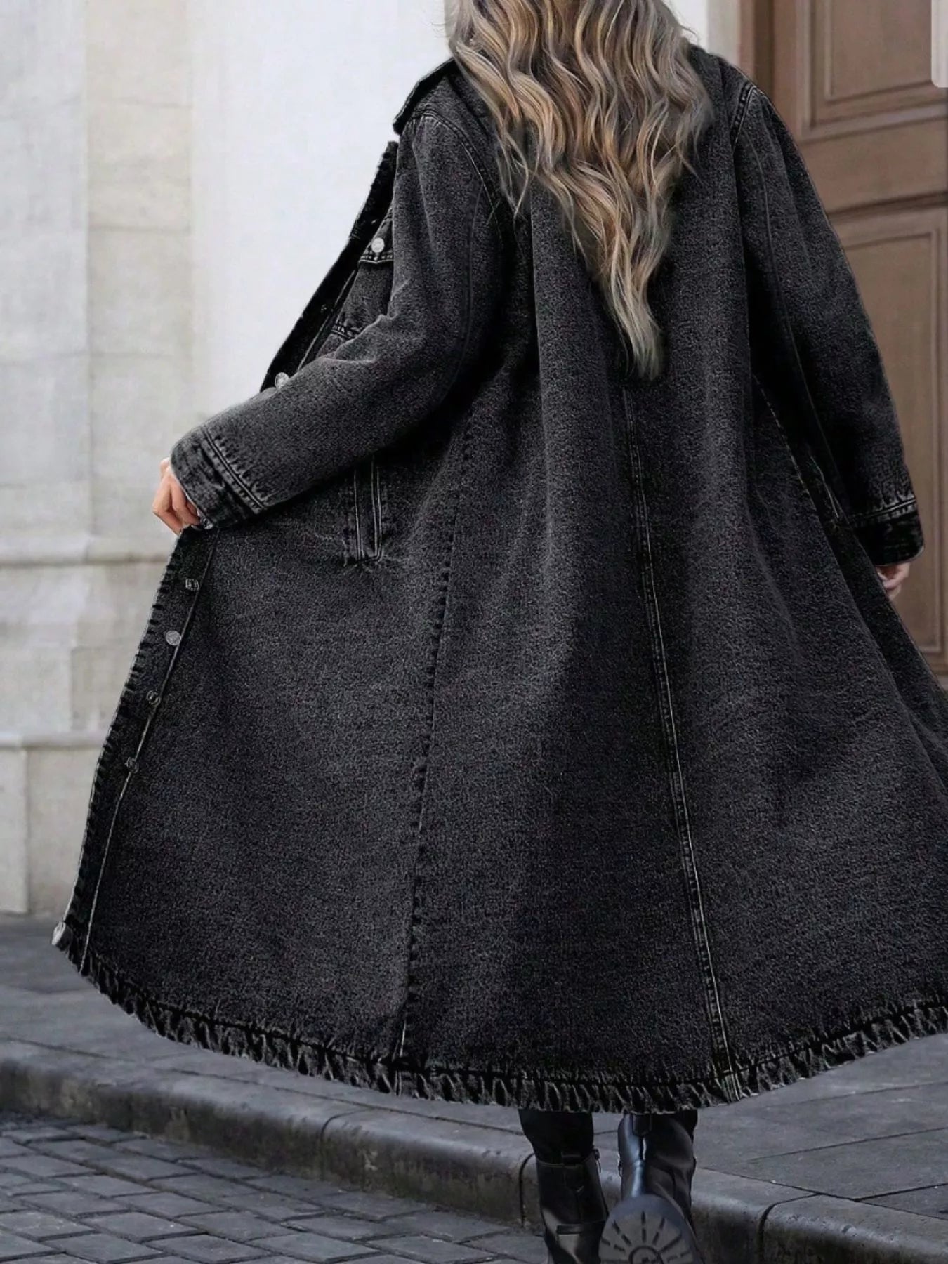 Longline Button - Front Denim Jacket - Cashmere Daisy