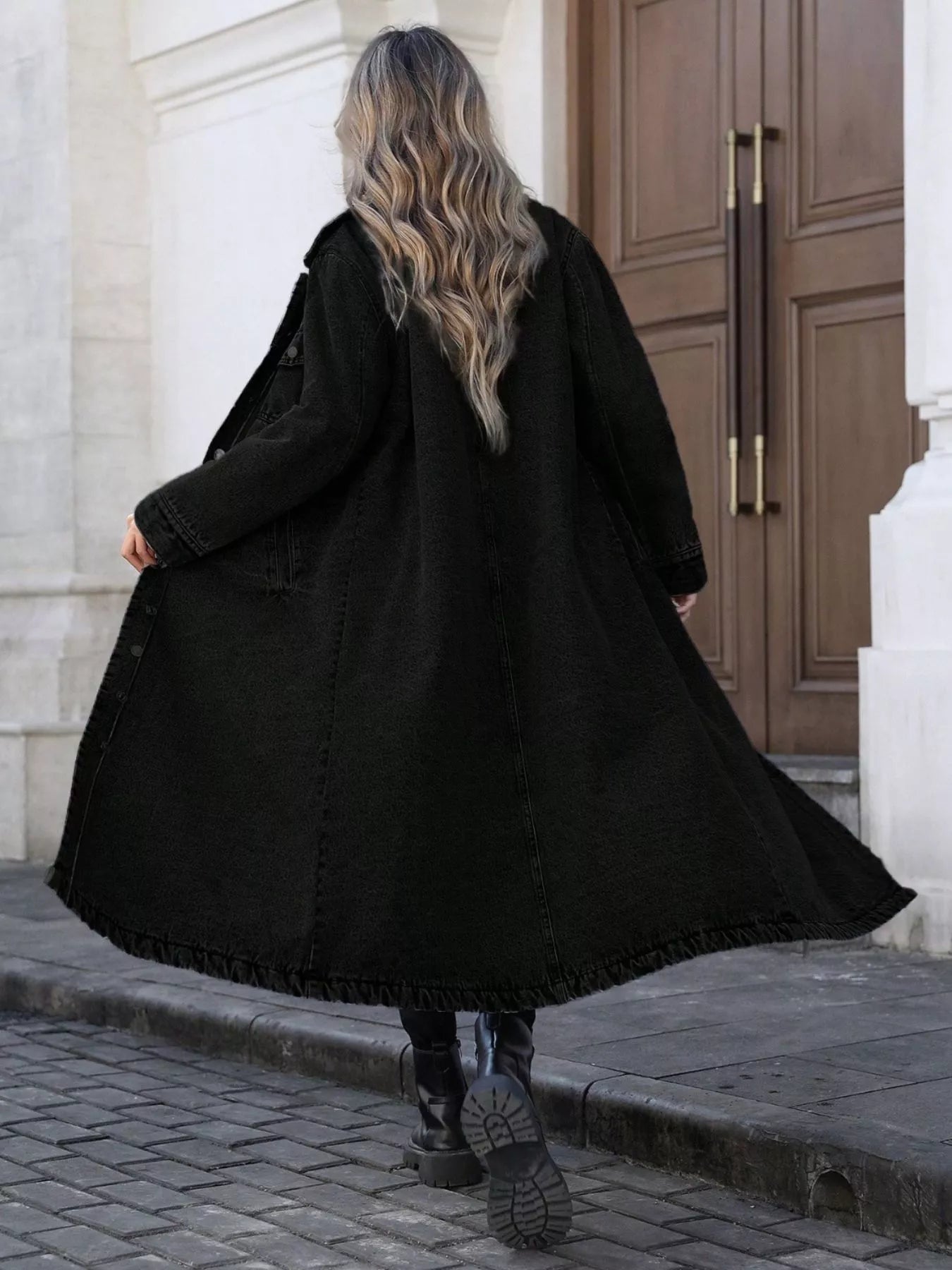 Longline Button - Front Denim Jacket - Cashmere Daisy