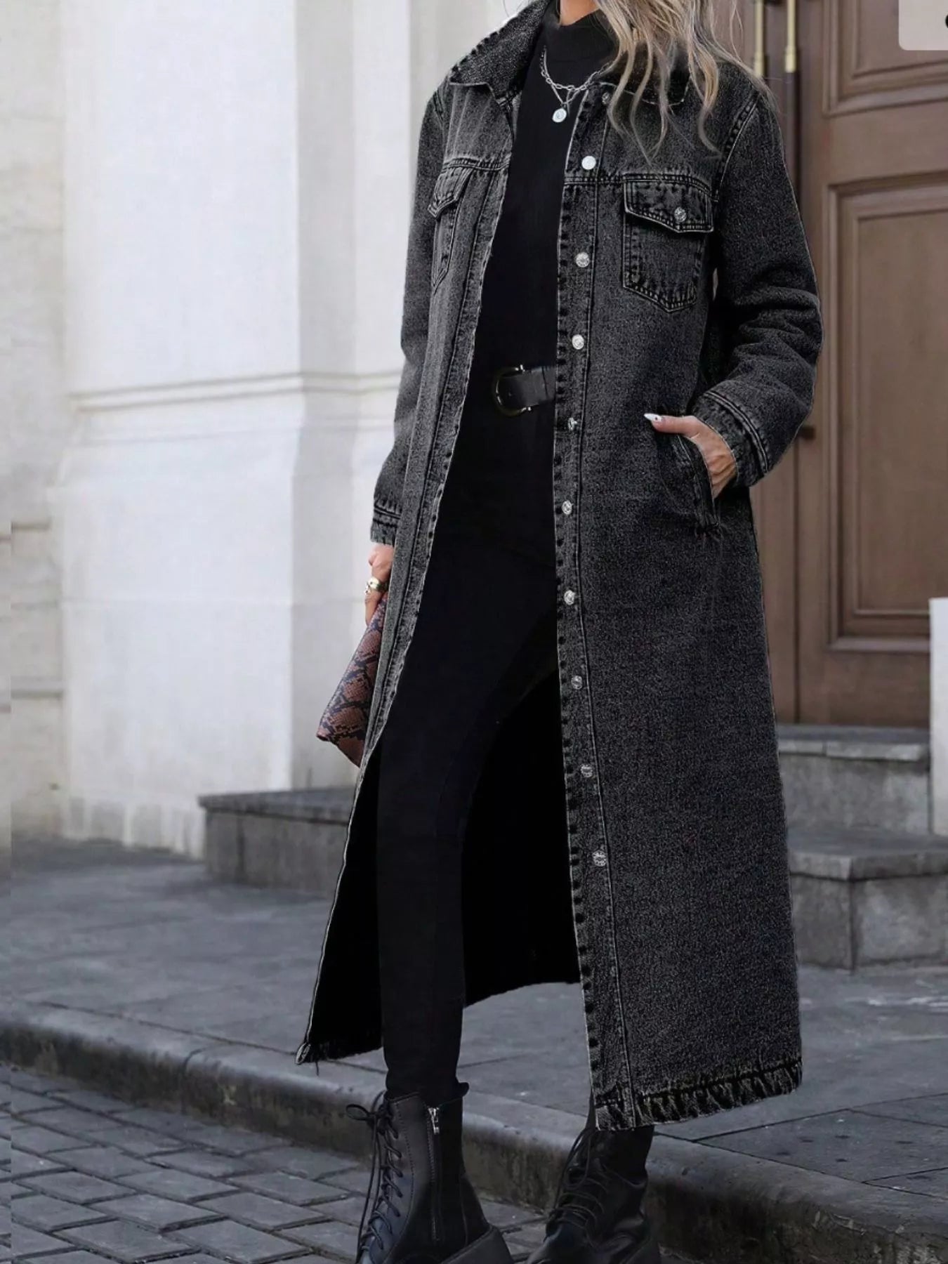 Longline Button - Front Denim Jacket - Cashmere Daisy