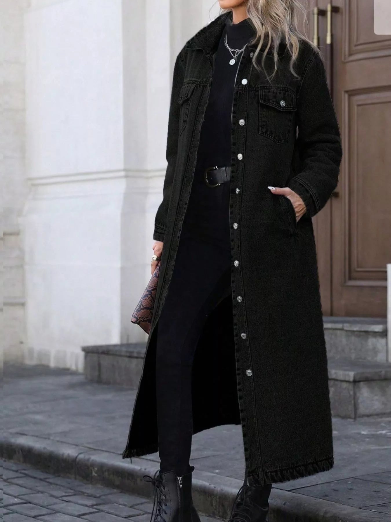 Longline Button - Front Denim Jacket - Cashmere Daisy