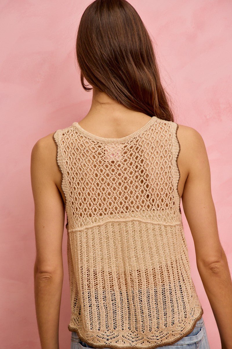 SO ME Crochet Lace Light Weight Sweater Vest - Cashmere Daisy