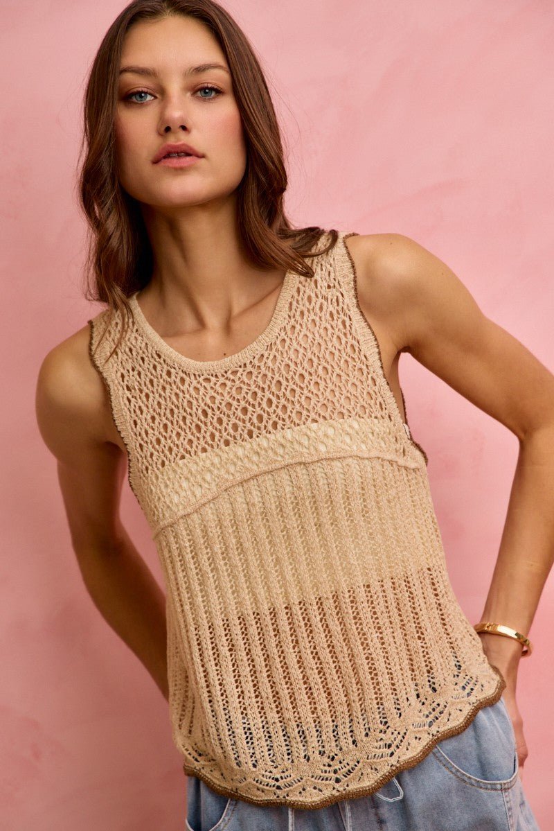 SO ME Crochet Lace Light Weight Sweater Vest - Cashmere Daisy