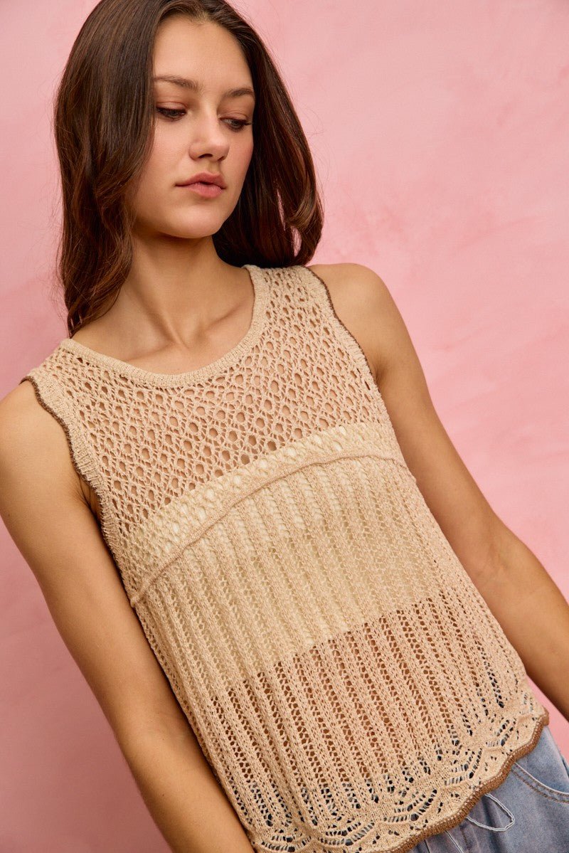 SO ME Crochet Lace Light Weight Sweater Vest - Cashmere Daisy