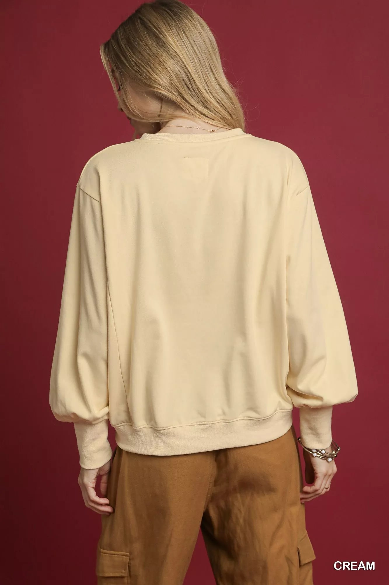 Umgee HO Applique French Terry Sweatshirt - Cashmere Daisy