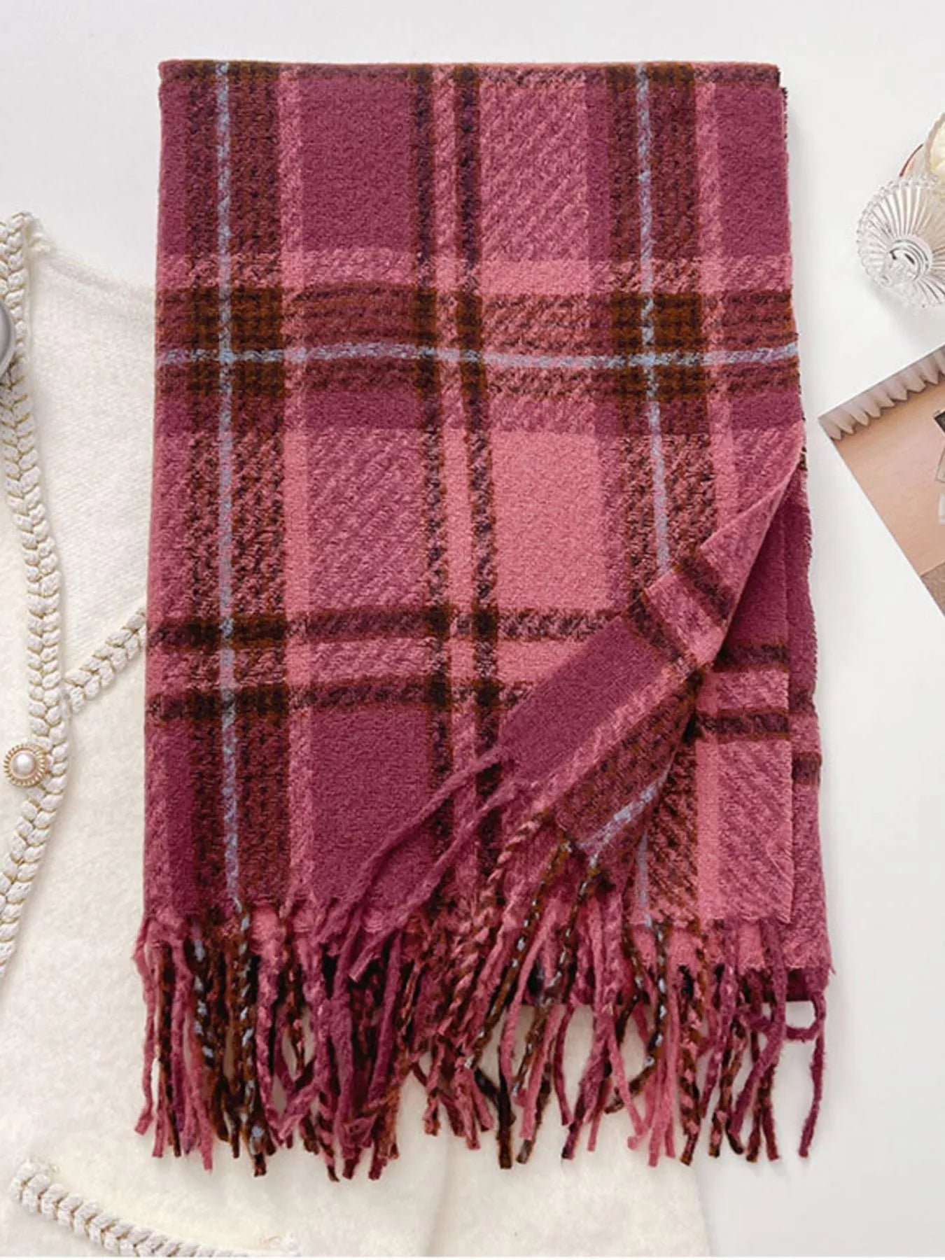 Warm Plaid Winter Scarf - Cashmere Daisy