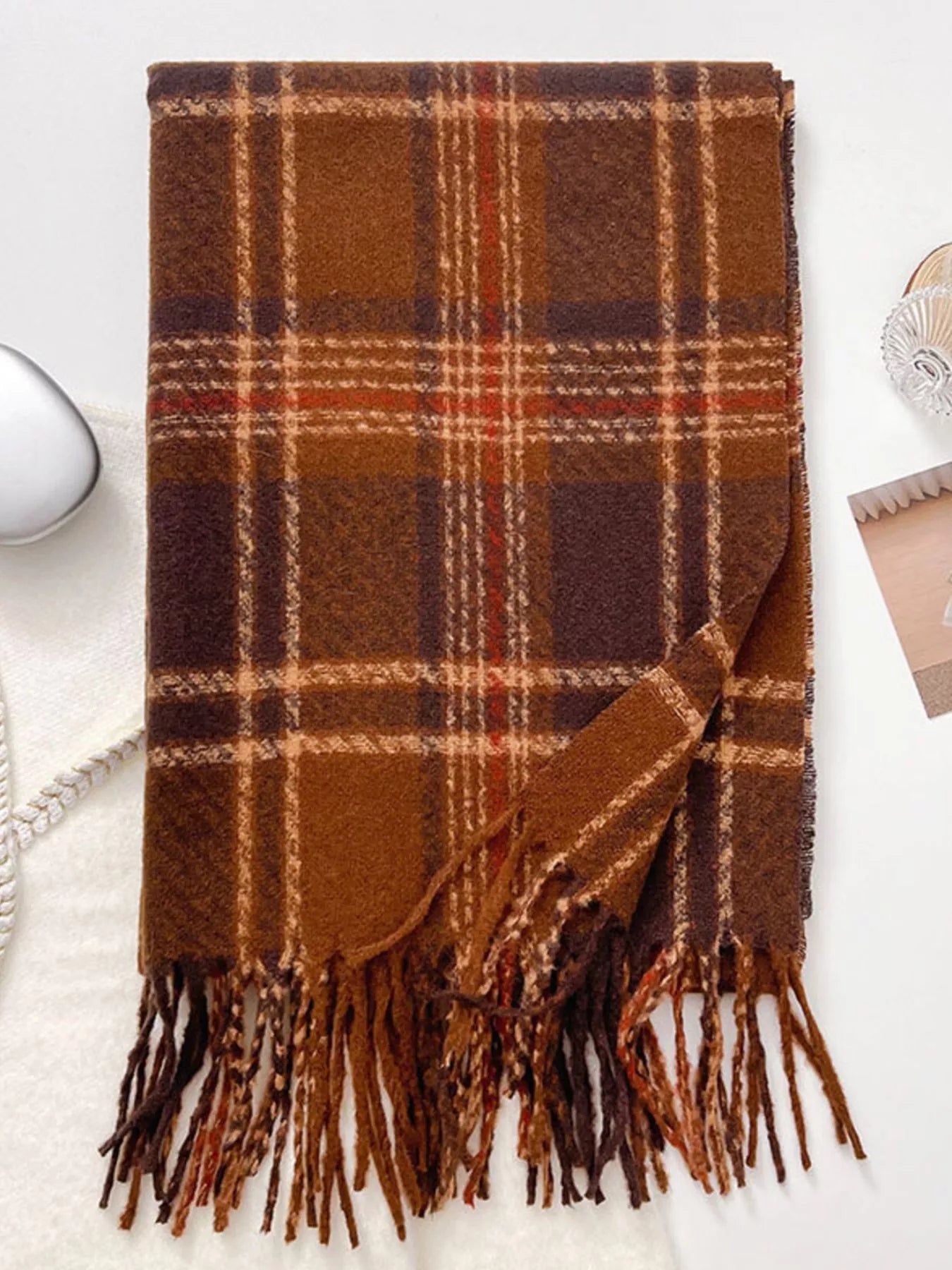 Warm Plaid Winter Scarf - Cashmere Daisy