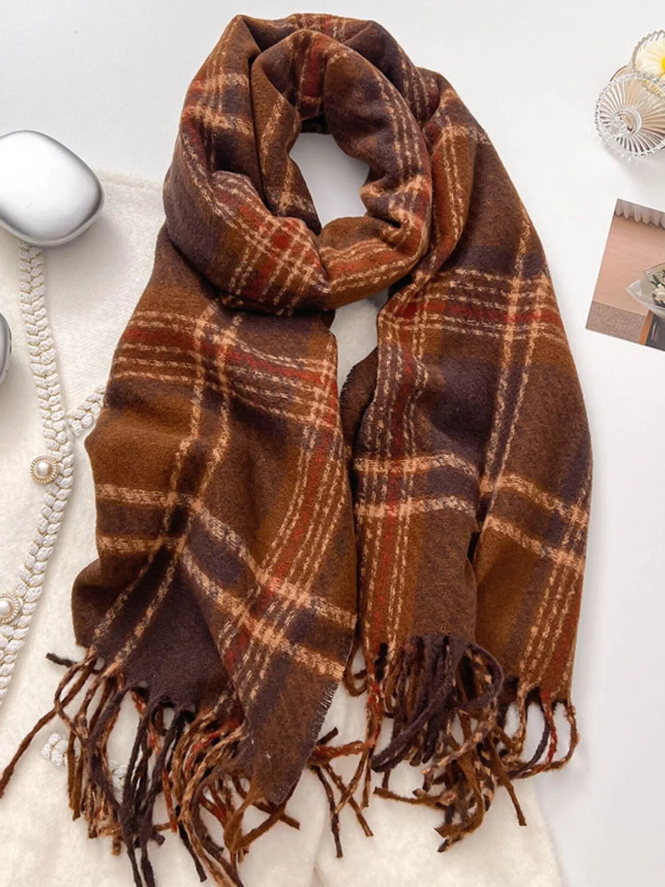 Warm Plaid Winter Scarf - Cashmere Daisy