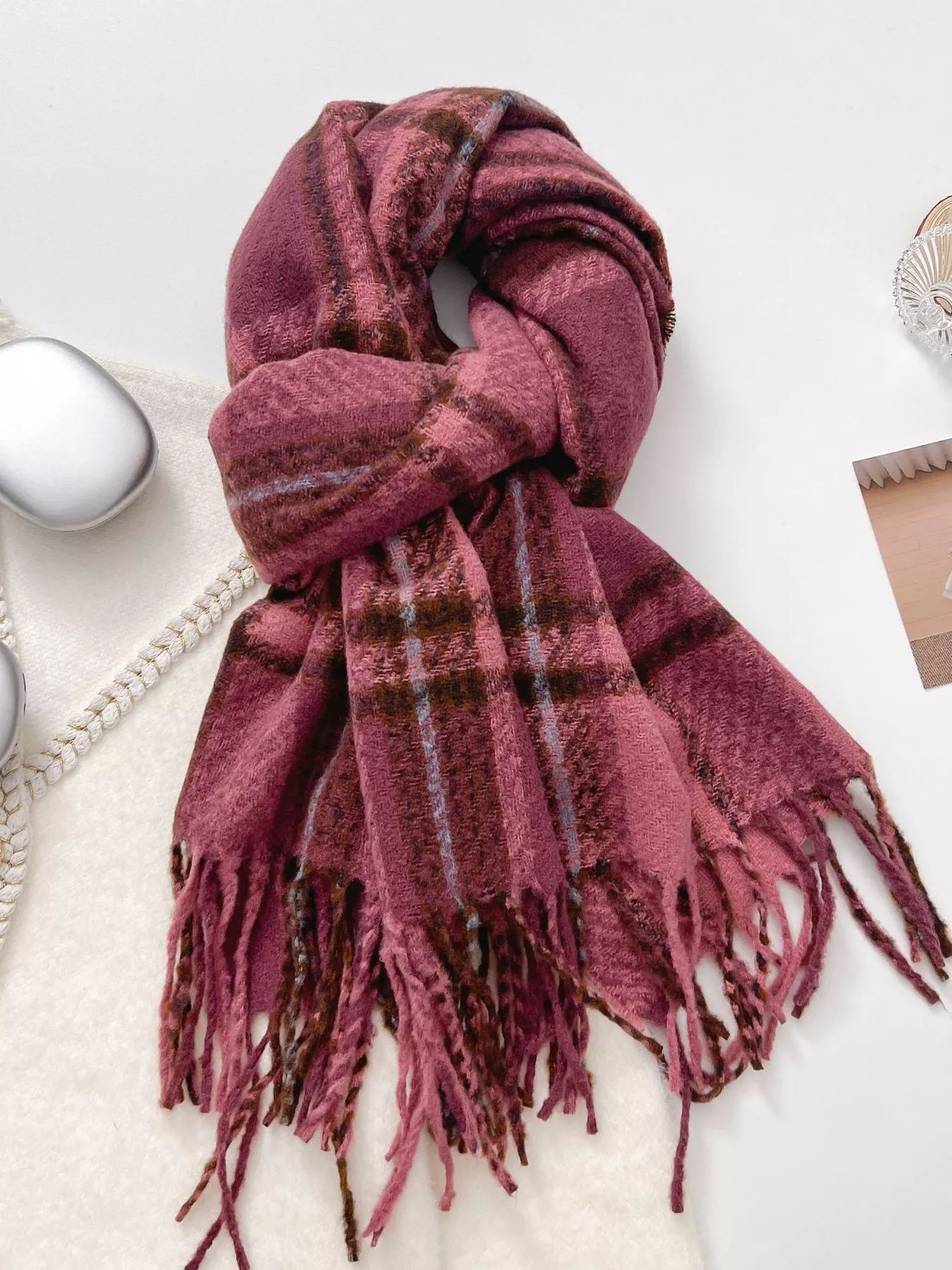 Warm Plaid Winter Scarf - Cashmere Daisy