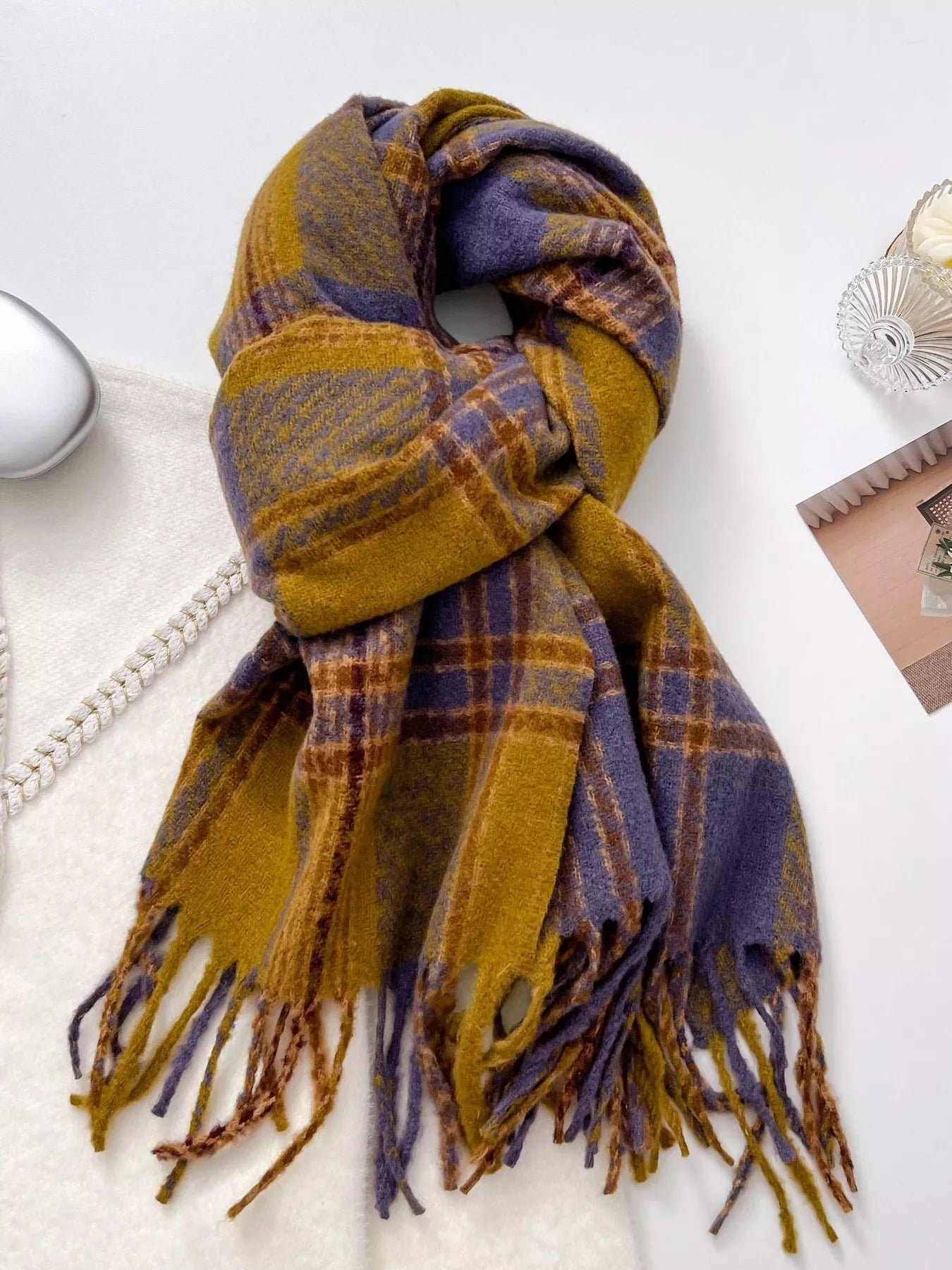Warm Plaid Winter Scarf - Cashmere Daisy