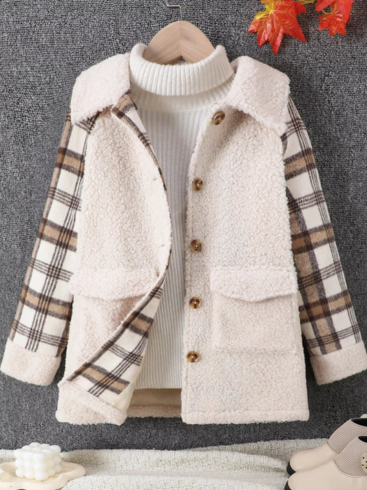 Warm Winter Sherpa Coat for Boys & Girls (8Y–14Y) - Cashmere Daisy