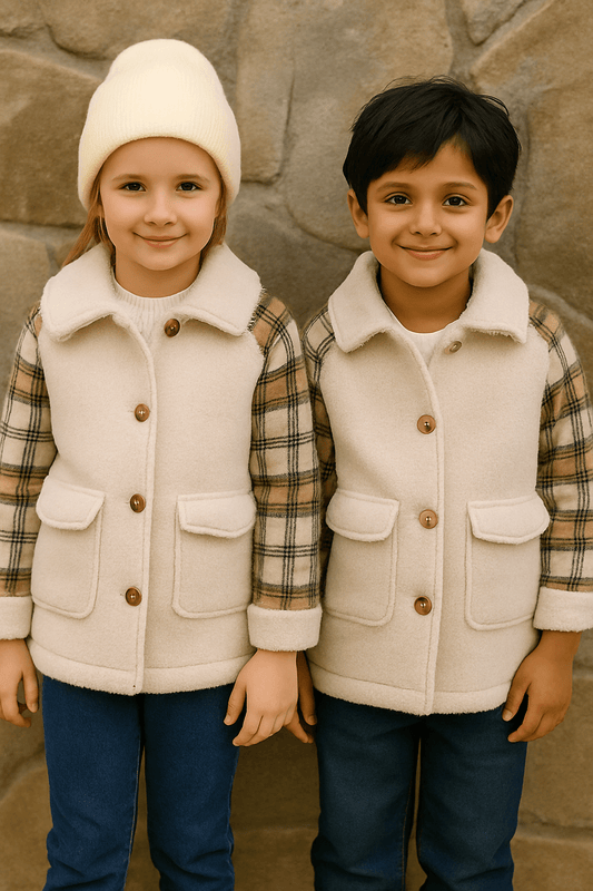 Warm Winter Sherpa Coat for Boys & Girls (8Y–14Y) - Cashmere Daisy