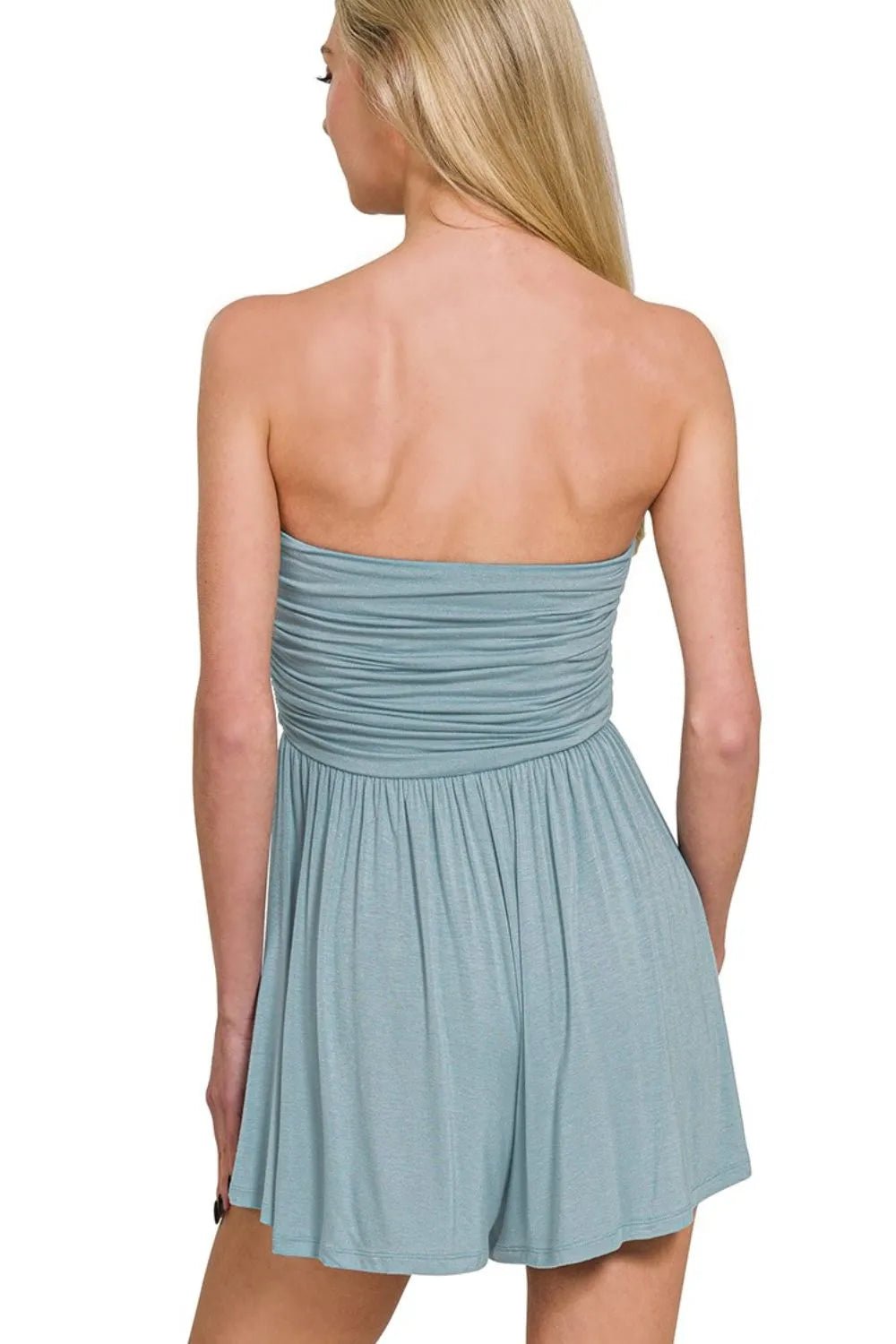 Zenana Strapless Tube Top Romper - Cashmere Daisy